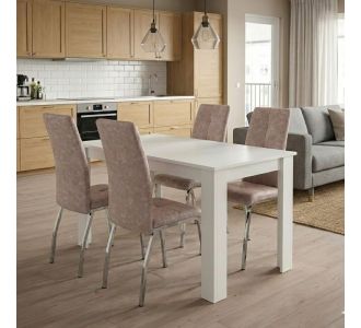 Σετ τραπεζαρία 5τμχ Darlen - Alma Megapap χρώμα λευκό - μπεζ 125x72x74εκ. |  Σετ τραπεζαρίες στο espiti