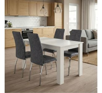 Σετ τραπεζαρία 5τμχ Darlen - Alma Megapap χρώμα λευκό - γκρι 125x72x74εκ. |  Σετ τραπεζαρίες στο espiti