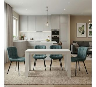 Σετ τραπεζαρία 5τμχ Darlen - Chiara Megapap χρώμα λευκό - πράσινο 125x72x74εκ. |  Σετ τραπεζαρίες στο espiti