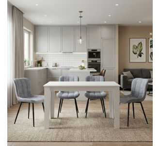 Σετ τραπεζαρία 5τμχ Darlen - Chiara Megapap χρώμα λευκό - γκρι 125x72x74εκ. |  Σετ τραπεζαρίες στο espiti