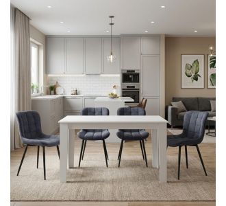 Σετ τραπεζαρία 5τμχ Darlen - Chiara Megapap χρώμα λευκό - ανθρακί 125x72x74εκ. |  Σετ τραπεζαρίες στο espiti