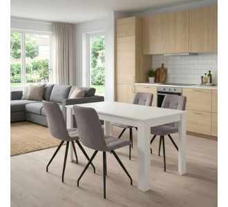 Σετ τραπεζαρία 5τμχ Darlen - Bianca Megapap χρώμα λευκό - ανοιχτό μπεζ 125x72x74εκ. |  Σετ τραπεζαρίες στο espiti