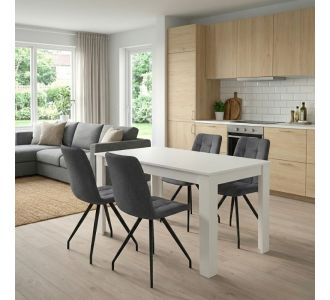 Σετ τραπεζαρία 5τμχ Darlen - Bianca Megapap χρώμα λευκό - γκρι 125x72x74εκ. |  Σετ τραπεζαρίες στο espiti