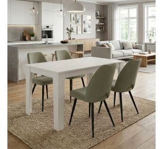 Σετ τραπεζαρία 5τμχ Darlen - Christy Megapap χρώμα λευκό - λαδί 125x72x74εκ. |  Σετ τραπεζαρίες στο espiti