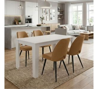 Σετ τραπεζαρία 5τμχ Darlen - Christy Megapap χρώμα λευκό - μουσταρδί 125x72x74εκ. |  Σετ τραπεζαρίες στο espiti