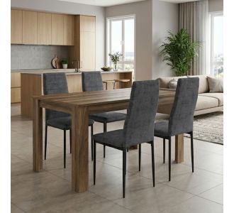 Σετ τραπεζαρία 5τμχ Darlen - Rosa Megapap χρώμα καρυδί - γκρι 125x72x74εκ. |  Σετ τραπεζαρίες στο espiti