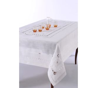 Χειροποίητο τραπεζομάντηλο 9108 (170cm x 220cm) λευκό 6978000003069 Array |  Τραπεζομάντηλα στο espiti