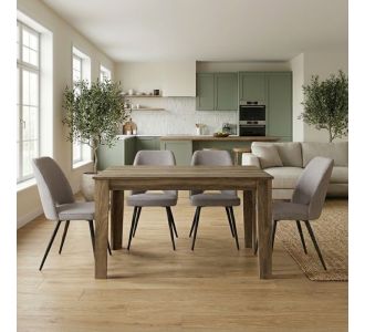 Σετ τραπεζαρία 5τμχ Darlen - Christy Megapap χρώμα καρυδί - ανοιχτό μπεζ 125x72x74εκ. |  Σετ τραπεζαρίες στο espiti