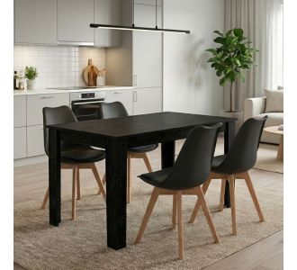 Σετ τραπεζαρία 5τμχ Darlen - Viva Megapap χρώμα sencron black - μαύρο 125x72x74εκ. |  Σετ τραπεζαρίες στο espiti