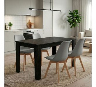 Σετ τραπεζαρία 5τμχ Darlen - Viva Megapap χρώμα sencron black - γκρι 125x72x74εκ. |  Σετ τραπεζαρίες στο espiti