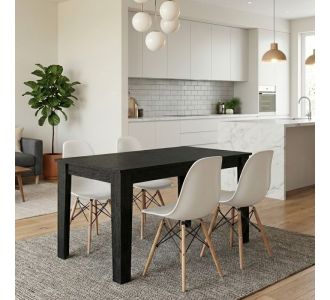 Σετ τραπεζαρία 5τμχ Darlen - Nova Megapap χρώμα sencron black - λευκό 125x72x74εκ. |  Σετ τραπεζαρίες στο espiti