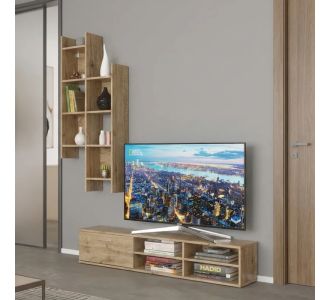 Σύνθετο σαλονιού Sarona pakoworld oak 150x35x160εκ |  Συνθέσεις σαλονιού στο espiti