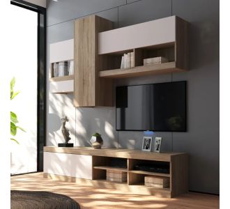 Σύνθετο σαλονιού Torania pakoworld sonoma-λευκό 185x37x145εκ |  Συνθέσεις σαλονιού στο espiti