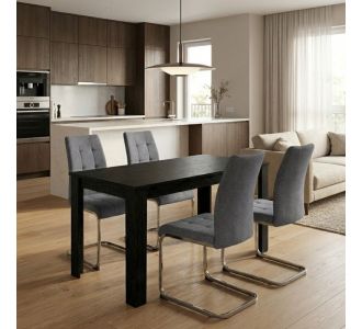 Σετ τραπεζαρία 5τμχ Darlen - Laura Megapap χρώμα sencron black - γκρι 125x72x74εκ. |  Σετ τραπεζαρίες στο espiti