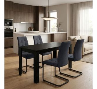 Σετ τραπεζαρία 5τμχ Darlen - Laura Megapap χρώμα sencron black - ανθρακί 125x72x74εκ. |  Σετ τραπεζαρίες στο espiti