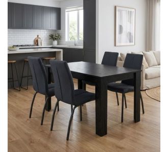 Σετ τραπεζαρία 5τμχ Darlen - Fina Megapap χρώμα sencron black - ανθρακί 125x72x74εκ. |  Σετ τραπεζαρίες στο espiti