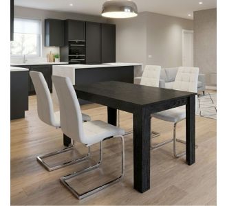 Σετ τραπεζαρία 5τμχ Darlen - Vela Megapap χρώμα sencron black - λευκό 125x72x74εκ. |  Σετ τραπεζαρίες στο espiti