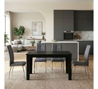 Σετ τραπεζαρία 5τμχ Darlen - Alma Megapap χρώμα sencron black - γκρι 125x72x74εκ. |  Σετ τραπεζαρίες στο espiti