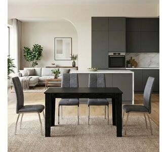 Σετ τραπεζαρία 5τμχ Darlen - Alma Megapap χρώμα sencron black - γκρι 125x72x74εκ. |  Σετ τραπεζαρίες στο espiti