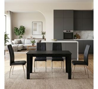Σετ τραπεζαρία 5τμχ Darlen - Alma Megapap χρώμα sencron black - μαύρο 125x72x74εκ. |  Σετ τραπεζαρίες στο espiti