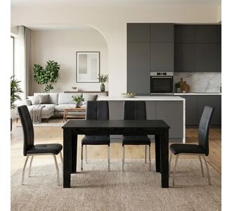 Σετ τραπεζαρία 5τμχ Darlen - Alma Megapap χρώμα sencron black - μαύρο 125x72x74εκ. |  Σετ τραπεζαρίες στο espiti