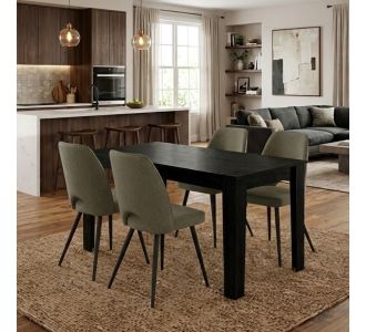 Σετ τραπεζαρία 5τμχ Darlen - Christy Megapap χρώμα sencron black - λαδί 125x72x74εκ. |  Σετ τραπεζαρίες στο espiti