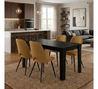 Σετ τραπεζαρία 5τμχ Darlen - Christy Megapap χρώμα sencron black - μουσταρδί 125x72x74εκ. |  Σετ τραπεζαρίες στο espiti