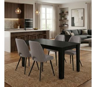 Σετ τραπεζαρία 5τμχ Darlen - Christy Megapap χρώμα sencron black - ανοιχτό μπεζ 125x72x74εκ. |  Σετ τραπεζαρίες στο espiti