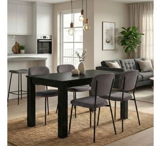 Σετ τραπεζαρία 5τμχ Darlen - Kevin Megapap χρώμα sencron black - γκρι 125x72x74εκ. |  Σετ τραπεζαρίες στο espiti