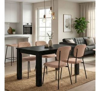 Σετ τραπεζαρία 5τμχ Darlen - Kevin Megapap χρώμα sencron black - μόκα 125x72x74εκ. |  Σετ τραπεζαρίες στο espiti