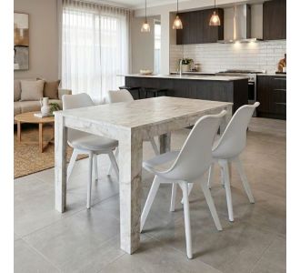 Σετ τραπεζαρία 5τμχ Darlen - Viva Megapap χρώμα λευκό εφέ μαρμάρου - λευκό 125x72x74εκ. |  Σετ τραπεζαρίες στο espiti