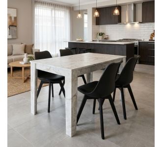 Σετ τραπεζαρία 5τμχ Darlen - Viva Megapap χρώμα λευκό εφέ μαρμάρου - μαύρο 125x72x74εκ. |  Σετ τραπεζαρίες στο espiti