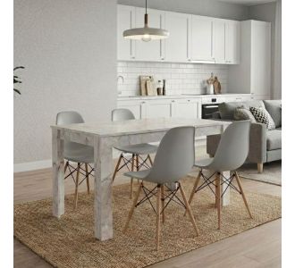 Σετ τραπεζαρία 5τμχ Darlen - Nova Megapap χρώμα λευκό εφέ μαρμάρου - γκρι 125x72x74εκ. |  Σετ τραπεζαρίες στο espiti