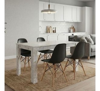 Σετ τραπεζαρία 5τμχ Darlen - Nova Megapap χρώμα λευκό εφέ μαρμάρου - μαύρο 125x72x74εκ. |  Σετ τραπεζαρίες στο espiti