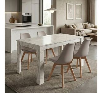 Σετ τραπεζαρία 5τμχ Darlen - Viva Megapap χρώμα λευκό εφέ μαρμάρου - cappuccino 125x72x74εκ. |  Σετ τραπεζαρίες στο espiti