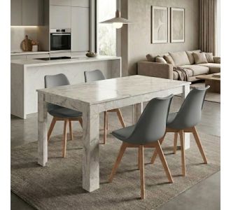 Σετ τραπεζαρία 5τμχ Darlen - Viva Megapap χρώμα λευκό εφέ μαρμάρου - γκρι 125x72x74εκ. |  Σετ τραπεζαρίες στο espiti