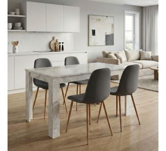Σετ τραπεζαρία 5τμχ Darlen - Iris Megapap χρώμα λευκό εφέ μαρμάρου - γκρι/φυσικό πόδι 125x72x74εκ. |  Σετ τραπεζαρίες στο espiti