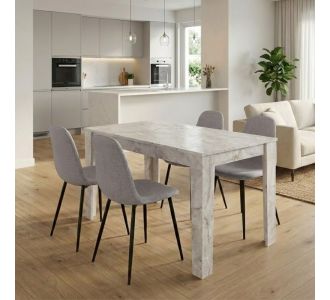 Σετ τραπεζαρία 5τμχ Darlen - Iris Megapap χρώμα λευκό εφέ μαρμάρου - ανοιχτό μπεζ 125x72x74εκ. |  Σετ τραπεζαρίες στο espiti