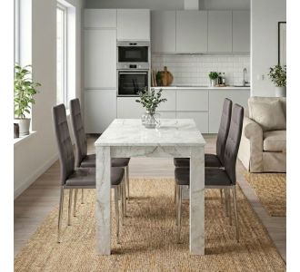 Σετ τραπεζαρία 5τμχ Darlen - Rosa Megapap χρώμα λευκό εφέ μαρμάρου - καφέ/χρωμίου πόδι 125x72x74εκ. |  Σετ τραπεζαρίες στο espiti