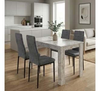 Σετ τραπεζαρία 5τμχ Darlen - Rosa Megapap χρώμα λευκό εφέ μαρμάρου - γκρι 125x72x74εκ. |  Σετ τραπεζαρίες στο espiti