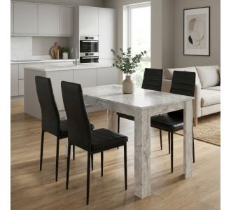 Σετ τραπεζαρία 5τμχ Darlen - Rosa Megapap χρώμα λευκό εφέ μαρμάρου - μαύρο 125x72x74εκ. |  Σετ τραπεζαρίες στο espiti