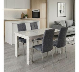 Σετ τραπεζαρία 5τμχ Darlen - Alma Megapap χρώμα λευκό εφέ μαρμάρου - γκρι 125x72x74εκ. |  Σετ τραπεζαρίες στο espiti