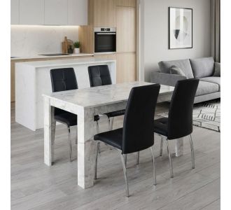 Σετ τραπεζαρία 5τμχ Darlen - Alma Megapap χρώμα λευκό εφέ μαρμάρου - μαύρο 125x72x74εκ. |  Σετ τραπεζαρίες στο espiti