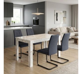 Σετ τραπεζαρία 5τμχ Darlen - Laura Megapap χρώμα λευκό εφέ μαρμάρου - ανθρακί 125x72x74εκ. |  Σετ τραπεζαρίες στο espiti