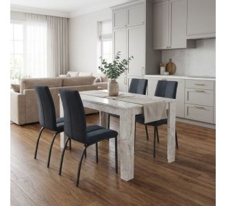 Σετ τραπεζαρία 5τμχ Darlen - Fina Megapap χρώμα λευκό εφέ μαρμάρου - ανθρακί 125x72x74εκ. |  Σετ τραπεζαρίες στο espiti