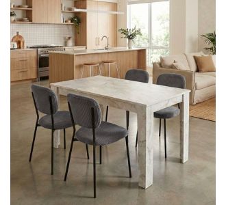 Σετ τραπεζαρία 5τμχ Darlen - Kevin Megapap χρώμα λευκό εφέ μαρμάρου - γκρι 125x72x74εκ. |  Σετ τραπεζαρίες στο espiti