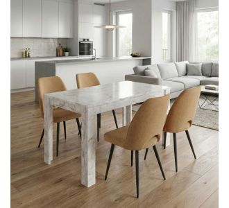 Σετ τραπεζαρία 5τμχ Darlen - Christy Megapap χρώμα λευκό εφέ μαρμάρου - μουσταρδί 125x72x74εκ. |  Σετ τραπεζαρίες στο espiti