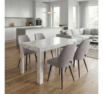 Σετ τραπεζαρία 5τμχ Darlen - Christy Megapap χρώμα λευκό εφέ μαρμάρου - ανοιχτό μπεζ 125x72x74εκ. |  Σετ τραπεζαρίες στο espiti