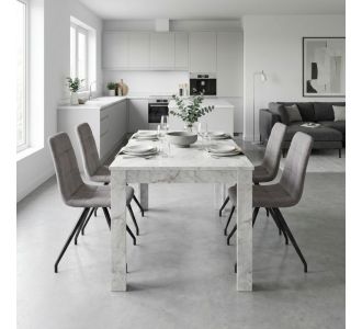 Σετ τραπεζαρία 5τμχ Darlen - Bianca Megapap χρώμα λευκό εφέ μαρμάρου - ανοιχτό μπεζ 125x72x74εκ. |  Σετ τραπεζαρίες στο espiti