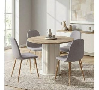 Σετ τραπεζαρία 5τμχ Bohema - Iris Megapap χρώμα ivory/sepet oak - ανοιχτό μπεζ Ø90x77,7εκ. |  Σετ τραπεζαρίες στο espiti